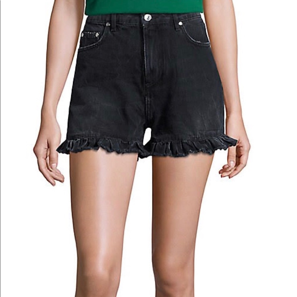 MSGM denim ruffle hem shorts